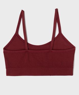 Brassière à fines bretelles en maille côtelée fille vue3 - GEMO 4G FILLE - GEMO