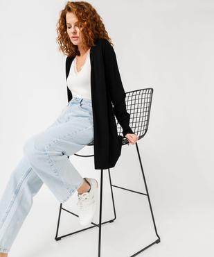 Gilet long en maille fine porté ouvert femme vue5 - GEMO 4G FEMME - GEMO