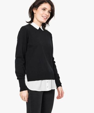 Pull uni avec col et bas de chemise vue1 - GEMO(FEMME PAP) - GEMO