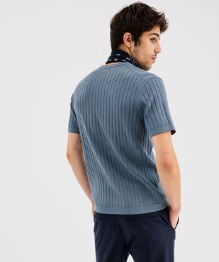 Tee-shirt manches courtes en maille côtelée homme vue3 - GEMO 4G HOMME - GEMO