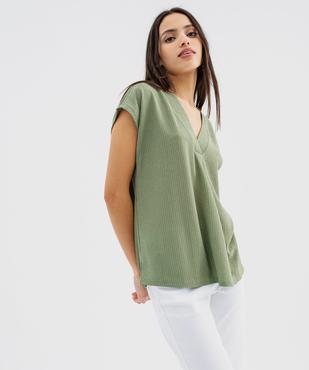 Tee-shirt manches courtes à col V femme vue2 - GEMO 4G FEMME - GEMO
