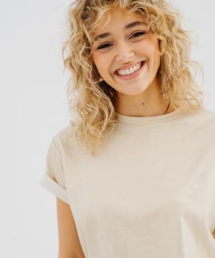 Tee-shirt manches courtes et col rond à paillettes femme vue2 - GEMO 4G FEMME - GEMO