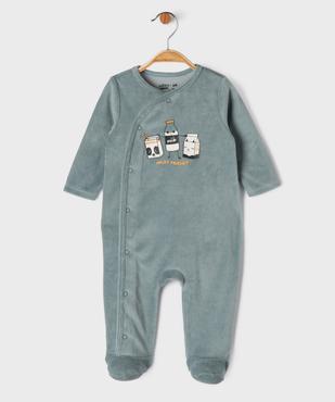 Pyjama en velours à ouverture devant imprimé bébé vue1 - GEMO 4G BEBE - GEMO