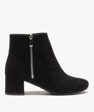 Boots femme à talon carré en suédine unie et zip décoratif vue1 - VALENTINA BALDA - GEMO