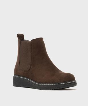 Boots en suédine avec doublure chaude et élastique latéral femme - G'flex vue2 - G'FLEX - GEMO