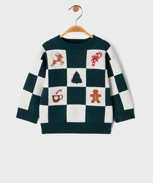 Pull col rond Noël bébé garçon vue1 - GEMO(BEBE DEBT) - GEMO