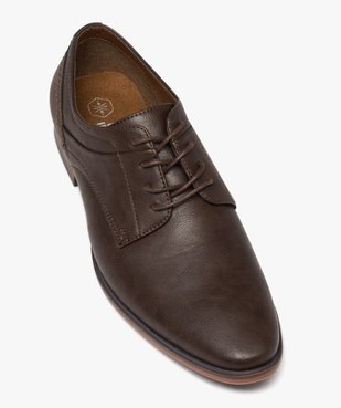 Derbies homme unis à lacets rond cirés  vue5 - GEMO(URBAIN) - GEMO