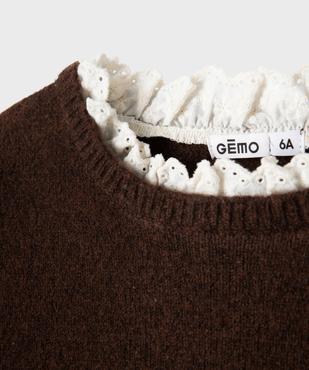 Pull effet 2-en-1 à col victorien avec de la laine fille vue2 - GEMO (ENFANT) - GEMO