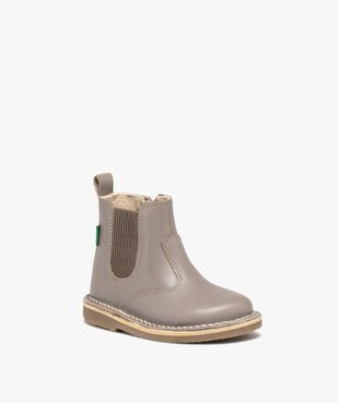 Boots bébé fille en cuir uni style Chelsea - Kickers  vue2 - KICKERS - GEMO