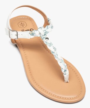 Sandales femme à talon plat et entre-doigts tressé vue6 - GEMO (CASUAL) - GEMO