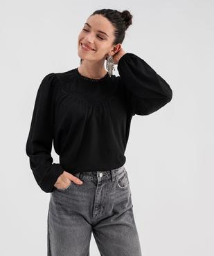 Blouse ample et extensible avec plastron brodé femme vue1 - GEMO 4G FEMME - GEMO