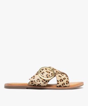 Sandales mules à larges brides en cuir femme vue2 - FOLLOW ME - GEMO