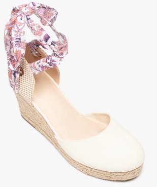 Sandales femme en toile avec semelle compensée en corde vue5 - GEMO 4G FEMME - GEMO