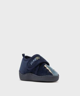 Chaussons montants en velours avec motif dinosaure bébé garçon vue2 - GEMO 4G BEBE - GEMO