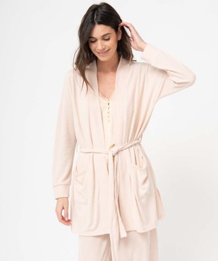 Veste d'intérieur femme en maille duveteuse avec ceinture à nouer vue2 - GEMO(HOMWR FEM) - GEMO