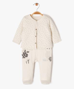 Ensemble 2 pièces bébé fille combinaison et gilet vue1 - GEMO 4G BEBE - GEMO