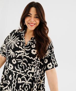 Robe longue imprimée avec col chemise femme grande taille vue2 - GEMO 4G GT - GEMO