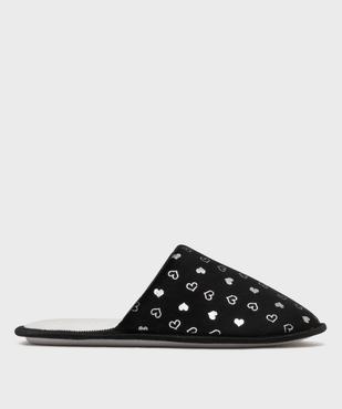 Chaussons mules en velours à motif cœurs brillants femme vue1 - GEMO 4G FEMME - GEMO