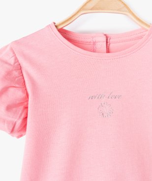 Tee-shirt bébé fille avec manches fantaisie vue2 - GEMO(BEBE DEBT) - GEMO