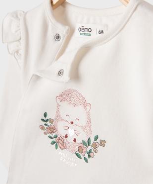 Sweat léger ouverture devant motif hérisson bébé fille vue2 - GEMO 4G BEBE - GEMO
