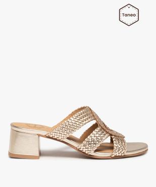 Mules femme à talon dessus cuir tressé – Taneo vue1 - TANEO - GEMO