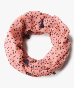 Foulard fille forme snood à pompons, motifs fleurs et pois brillants vue1 - GEMO 4G FILLE - GEMO