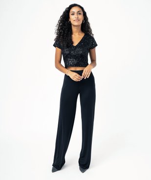 Tee-shirt sans manches court à sequins femme vue5 - GEMO(FEMME PAP) - GEMO