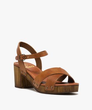 Sandales femme unies à talon imitation bois vue2 - GEMO(URBAIN) - GEMO