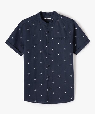 Chemise garçon à manches courtes et col mao spécial Noël vue1 - GEMO (JUNIOR) - GEMO