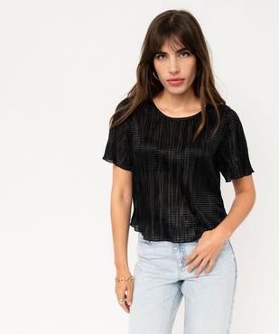Blouse à manches courtes en maille gaufrée scintillante femme vue1 - GEMO(FEMME PAP) - GEMO