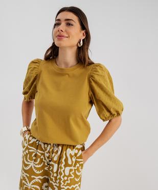 Tee-shirt manches courtes en broderie anglaise femme vue1 - GEMO 4G FEMME - GEMO