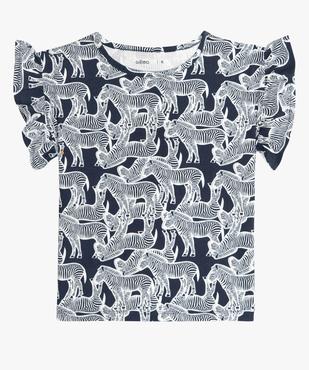 Tee-shirt court fille imprimé avec manches courtes volantées vue1 - GEMO (ENFANT) - GEMO