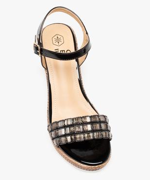 Sandales femme compensées à brides vernies et brodées vue5 - GEMO(URBAIN) - GEMO