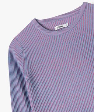 Pull en maille côtelée bicolore à col rond fille vue2 - GEMO (JUNIOR) - GEMO