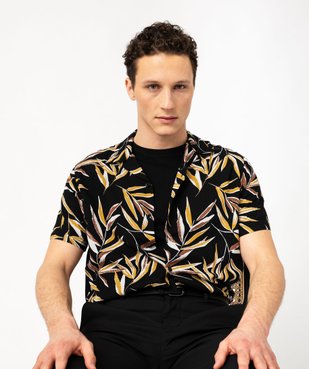 Chemise manches courtes à motif feuillage en viscose homme vue5 - GEMO (HOMME) - GEMO