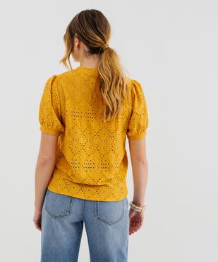 Tee-shirt à manches courtes en maille ajourée femme vue3 - GEMO 4G FEMME - GEMO