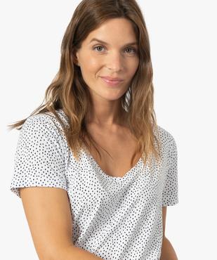 Tee-shirt femme imprimé à manches courtes et col V vue2 - GEMO(FEMME PAP) - GEMO