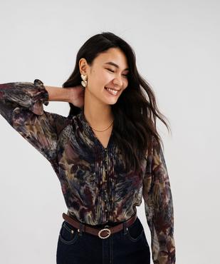 Blouse fluide en voile à motifs fleuris femme vue2 - GEMO 4G FEMME - GEMO