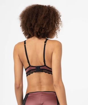 Soutien-gorge triangle en matière satinée et dentelle vue2 - GEMO(HOMWR FEM) - GEMO