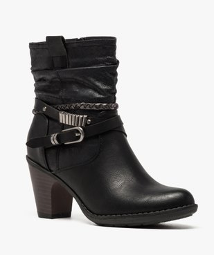 Bottines femme à talon tige plissée et brides fantaisie vue2 - VALENTINA BALDA - GEMO