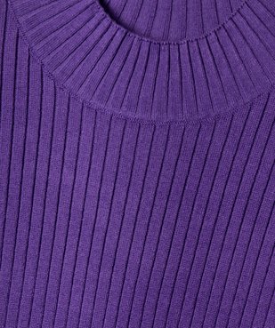 Pull court à col cheminée en maille côtelée fille vue3 - GEMO 4G FILLE - GEMO
