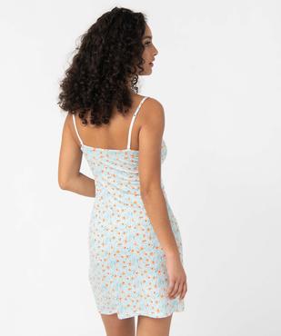 Nuisette en viscose avec col V dentelle et fines bretelles femme vue3 - GEMO 4G FEMME - GEMO