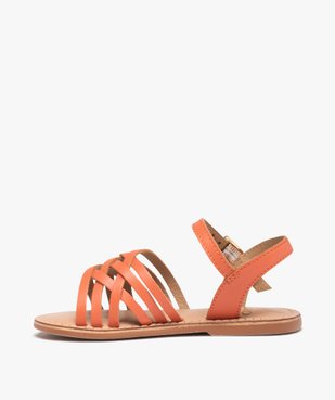 Sandales fille unies à fines brides entrelacées en cuir vue3 - GEMO (ENFANT) - GEMO