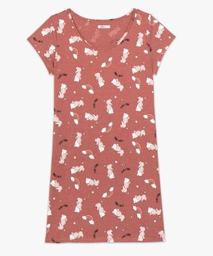 Chemise de nuit imprimée à manches courtes femme à motif all over fantaisie vue4 - GEMO 4G FEMME - GEMO