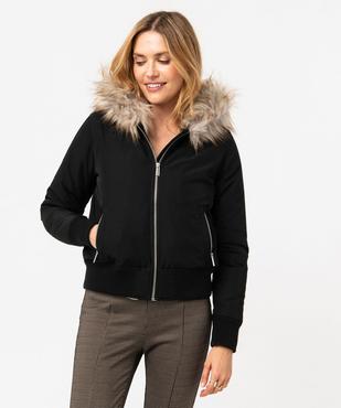 Blouson doublé peluche avec capuche femme vue1 - GEMO(FEMME PAP) - GEMO