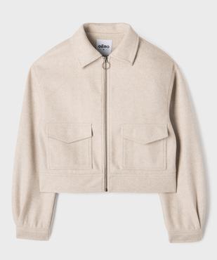 Veste zippée coupe courte à col fille vue1 - GEMO (JUNIOR) - GEMO