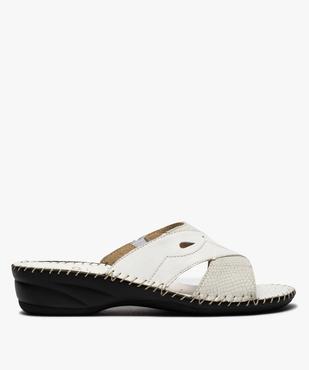 Mules femme confort en cuir à petit talon compensé vue1 - GEMO (CONFORT) - GEMO