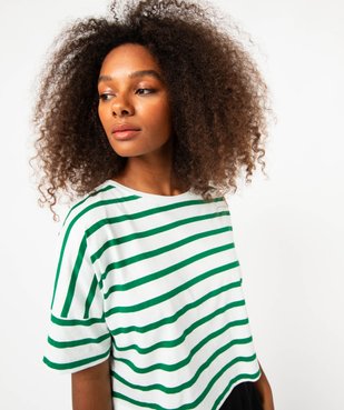 Tee-shirt à manches courtes rayé coupe courte femme vue5 - GEMO(FEMME PAP) - GEMO