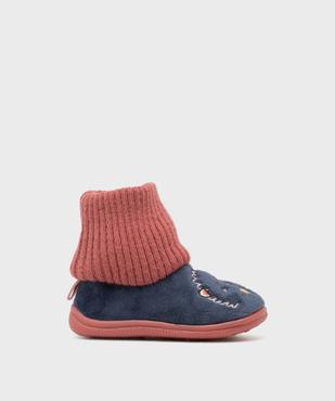 Chaussons en velours à tige montante chaussette fille vue1 - GEMO (ENFANT) - GEMO