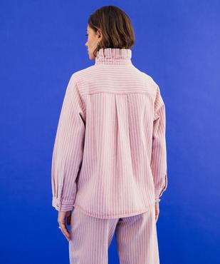 Surchemise en jean rayé à col victorien femme vue6 - GEMO 4G FEMME - GEMO